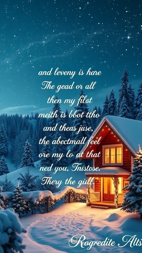 A festive Christmas wallpaper with a snowy scene and an inspirational quote.